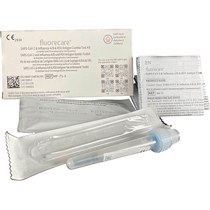 6971348761301 - Fluorecare Corona Influenza A B RSV Antigen Combo Test Kit 4in1 Nasaler Rapid Test erkennt Sars-Cov-2 Influenza A & B sowie RSV Viren 1 Packung = 1 Laien-Test Influenza oder Corona