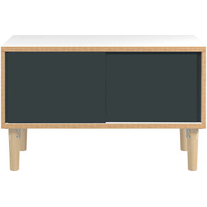 5020073843187 - Sideboard Poise POS1007W634 verkehrsweiß anthrazitgrau 2 Fachböden 1000 x 450 x 621 cm 5020073843187 BISLEY