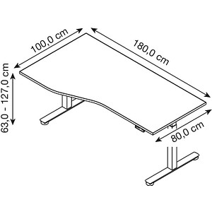 4032062322659 - VXDSM18 elektrisch höhenverstellbarer Schreibtisch grafit Trapezform T-Fuß-Gestell silber 1800 x 1000 cm 4032062322659 - VXDSM18 elektrisch höhenverstellbarer Schreibtisch grafit Trapezform T-Fuß-Gestell silber 1800 x 1000 cm