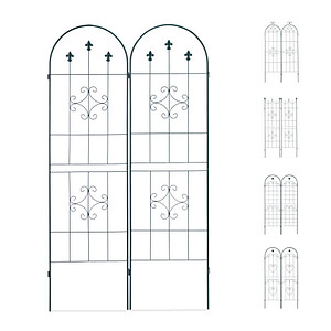 4052025931803 - Relaxdays - Rankgitter 2er Set Metall 180 x 50 cm Vintage Rankhilfe Garten Rundbogen & Spitze zum Stecken dunkelgrün