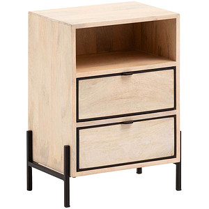 4251757712647 - Nachttisch Boxspringbett Massivholz   Metall 43x60x30 cm Nachtkommode