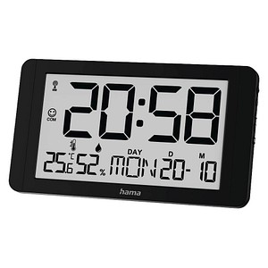 4047443523327 - digitale Funkwanduhr Kuba schwarz Kunststoff 250 x 140 cm 4047443523327 Hama