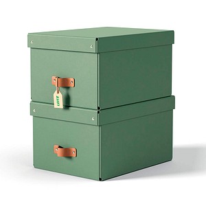 4002432136445 - Puro Aufbewahrungsbox mit Deckel mittel 17L 100% recycelter Karton 2er-Pack Grün