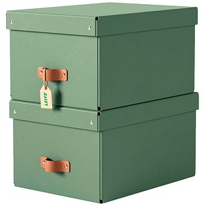 4002432136445 - Puro Aufbewahrungsbox mit Deckel mittel 17L 100% recycelter Karton 2er-Pack Grün