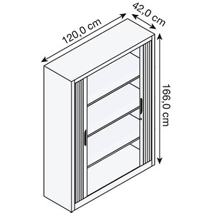 4050646309322 - Rollladenschrank mit Horizontal-Jalousie HxBxT 1660 x 1200 x 420 mm 3 Fachböden 4 Ordnerhöhen weißaluminium 4050646309322 - Rollladenschrank mit Horizontal-Jalousie HxBxT 1660 x 1200 x 420 mm 3 Fachböden 4 Ordnerhöhen weißaluminium