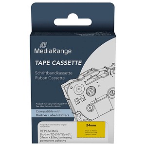4260664874386 - Schriftband kompatibel zu Brother TZe-651 Permanent haftend 24 mm Länge 8 m schwarz auf gelb 4260664874386 MediaRange 4260664874386 - Schriftband kompatibel zu Brother TZe-651 Permanent haftend 24 mm Länge 8 m schwarz auf gelb 4260664874386 MediaRange