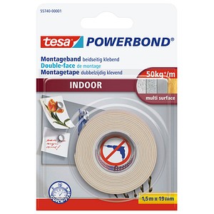 4042448843388 - tesa Montageband POWERBOND Indoor 55740 doppelseitiges Klebeband weiß 190 mm x 15 m 1 Rolle