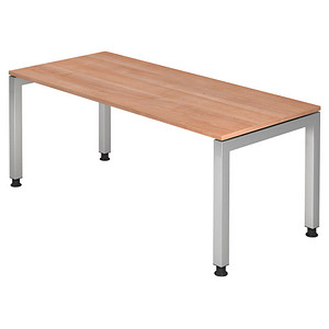 4032062157060 - HAMMERBACHER JS19 höhenverstellbarer Schreibtisch nussbaum rechteckig 4-Fuß-Gestell silber 1800 x 800 cm