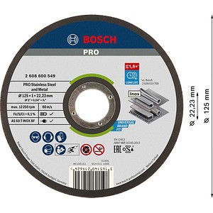 3165140219624 - 0x125mm Trennscheiben Trennscheibe INOX Rapido gerade 10x125mm 2608600549 3165140219624 3165140219624 - 0x125mm Trennscheiben Trennscheibe INOX Rapido gerade 10x125mm 2608600549 3165140219624