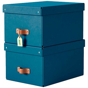 4002432136469 - Puro Aufbewahrungsbox mit Deckel mittel 17L 100% recycelter Karton 2er-Pack Dunkelblau