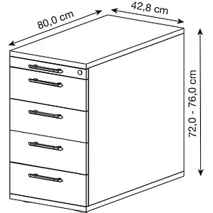 4032062122235 - PRO SIGNA SC50 RE - Rollcontainer Buche Holz mit 4 Schüben Relinggriff Kunststoff 4032062122235 - PRO SIGNA SC50 RE - Rollcontainer Buche Holz mit 4 Schüben Relinggriff Kunststoff