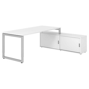 4032062332689 - Schreibtischkombination RSE19 höhenverstellbar  rechteckig weiß   silber 4032062332689 Hammerbacher