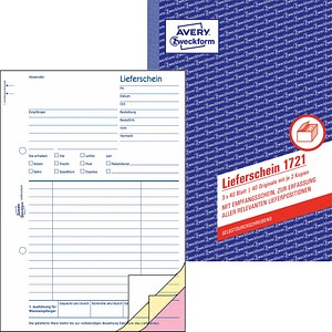 AVERY Zweckform Formularbuch 1721 Lieferschein mit Empfangsschein AVERY Zweckform Formularbuch 1721 Lieferschein mit Empfangsschein