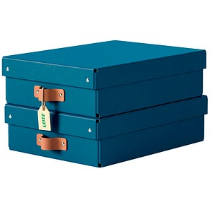 4002432136421 - Puro Aufbewahrungsbox mit Deckel mittelgroß & flach 8L 100% recycelter Karton 2er-Pack Dunkelblau