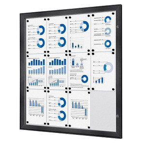 8596052163593 - SHOWDOWN Abschließbarer Schaukasten Magnetisch 961 (B) x 1004 (H) cm Anthrazit 12 x DIN A4