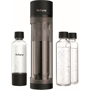 4065672001157 - Wassersprudler Logan matt schwarz 1x 850ml + 1x 600ml Glas + 1x 850ml PET OHNE CO² Zylinder