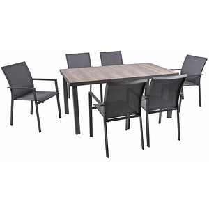 Garden Pleasure Sitzgruppe Rana grau, anthrazit Kunststoff, Metall, 7-teilig