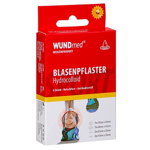 4260206624066 - WUNDmed® Fußpflege Blasenpflaster hydrocolloid Pflaster zur Schmerzlinderung bei Wundgescheuerte Hautpartien 1 Packung = 6 Stück