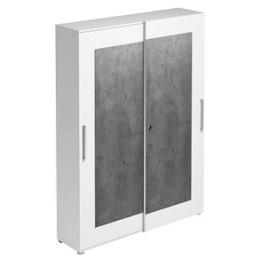 4004479835428 - röhr Schiebetürenschrank Imperia 194-1A4-9010-65-F1 weiß quarzit 5 Fachböden 1600 x 400 x 2185 cm