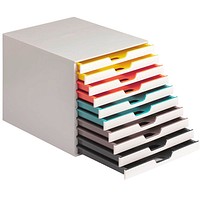 Durable Schubladenbox Varicolor Weiss Mit Bunten Farblinien Din C4