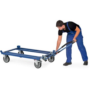 4017976228921 - Rohrschiebebügel für Paletten-Fahrgestell Stahlrohr blau einklinkbar 2 Hilfsrollen