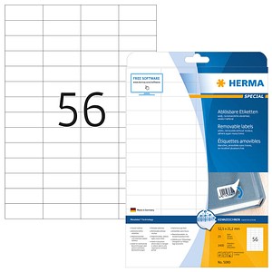 4008705050807 - Etiketten HERMA 5080 525 x 212 mm 1400 Stück auf DIN A4 selbstklebend stark haftend wieder ablösbar Papier mattweiß 4008705050807 - Etiketten HERMA 5080 525 x 212 mm 1400 Stück auf DIN A4 selbstklebend stark haftend wieder ablösbar Papier mattweiß