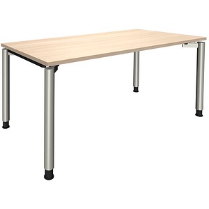 4260267324929 - fm Sidney höhenverstellbarer Schreibtisch akazie rechteckig 4-Fuß-Gestell Rundrohr silber 1600 x 800 cm