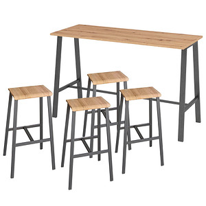 4032062325759 - HAMMERBACHER Stehtisch-Set Meeting Point Industrial asteiche rechteckig 4-Fuß-Gestell grau 1750 x 680 x 1042 cm