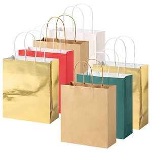 4001868137057 - 7 Papiertüten CLASSIC M rot natur grün je 2x creme metallic gold 180 x 210 cm