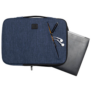 3130630171225 - Laptophülle Business für Laptops 13-14 gepolstert Griff & Reißverschlussfach B 370 x T 25 x H 280 mm Post-Consumer-Polyester blau 3130630171225 - Laptophülle Business für Laptops 13-14 gepolstert Griff & Reißverschlussfach B 370 x T 25 x H 280 mm Post-Consumer-Polyester blau