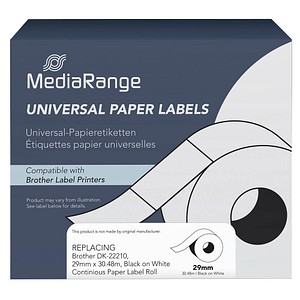 4260459618171 - Papieretikett kompatibel zu Brother DK-22210 29 mm x 3048 m schwarz auf weiß 4260459618171 MediaRange 4260459618171 - Papieretikett kompatibel zu Brother DK-22210 29 mm x 3048 m schwarz auf weiß 4260459618171 MediaRange