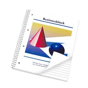 Collegeblöcke Kugel und Kegel liniert DIN A4 Innenrand, 5 Blöcke