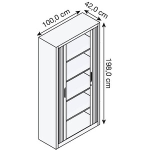 4062084586388 - Rollladenschrank mit Horizontal-Jalousie HxBxT 1980 x 1000 x 420 mm 4 Fachböden 5 Ordnerhöhen verkehrsweiß 4062084586388 - Rollladenschrank mit Horizontal-Jalousie HxBxT 1980 x 1000 x 420 mm 4 Fachböden 5 Ordnerhöhen verkehrsweiß