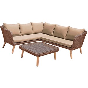 Garden Pleasure Loungegruppe Pamplona beige, braun Kunststoff, 10-teilig