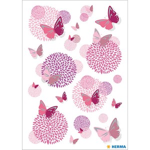 4008705152273 - 10 x HERMA Sticker Decor Schmetterlingsblume Silberprägung VE=2 Blatt