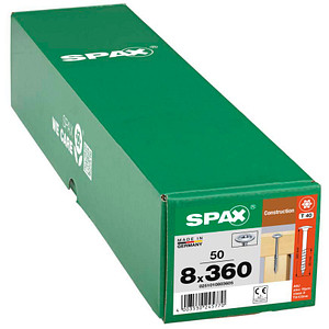 4003530245770 - Hiforce 8 x 360 mm 50 Stück Teilgewinde Tellerkopf t-star plus T40 4CUT wirox - 0251010803605 - Spax