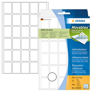 4008705106085 - HERMA Vielzwecketiketten 19x27 mm weiß Movables ablösbar Papier matt 960 St - Weiß - Rechteck - Deutschland - 19 mm - 27 mm - 960 Stück(e)