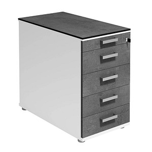 4004479838894 - Standcontainer TEQSTYLE 4 Schubkästen B 433 x T 800 x H 720-780 mm Weiß Quarzit 4004479838894 - Standcontainer TEQSTYLE 4 Schubkästen B 433 x T 800 x H 720-780 mm Weiß Quarzit