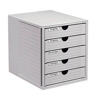 HAN Schubladenbox System-Box 1450-11, office discount 5 mit Schubladen | lichtgrau DIN C4