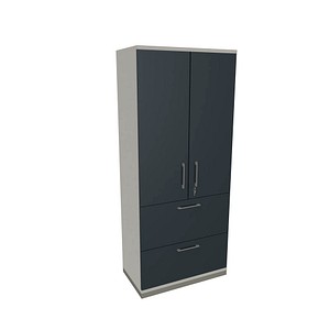 4260649684771 - fm Aktenschrank Oldenburg 4260649684771 weiß lavagrau 2 Fachböden 800 x 442 x 1869 cm