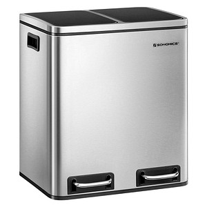 6955880326099 - Songmics - 30L Mülleimer Mülltrennung Mülltrennsysteme mit 2 Inneneimern Treteimer für Küche Edelstahl 2 x 15L LTB30H - Silber 6955880326099 - Songmics - 30L Mülleimer Mülltrennung Mülltrennsysteme mit 2 Inneneimern Treteimer für Küche Edelstahl 2 x 15L LTB30H - Silber