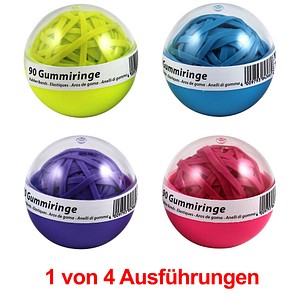 4009793843678 - 12 x Gummiringball VE=90 Stück farbig neon sortiert Schraubdose