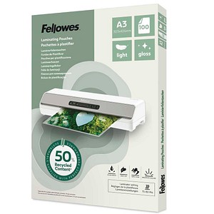 Fellowes Laminierfolien mit 50% recyceltem Anteil glänzend für A3 75-80 micron, 100 St.