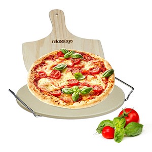 4052025204914 - Relaxdays - Pizzastein Set 1 cm Stärke mit Metallhalter und Pizzaschieber aus Holz hbt 4 x 32 x 32 cm runder Brotbackstein für Pizza und Flammkuchen 4052025204914 - Relaxdays - Pizzastein Set 1 cm Stärke mit Metallhalter und Pizzaschieber aus Holz hbt 4 x 32 x 32 cm runder Brotbackstein für Pizza und Flammkuchen
