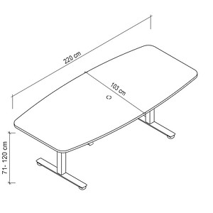 4032062176443 - HAMMERBACHER Konferenztisch XMST22 lichtgrau Tonnenform T-Fuß-Gestell silber 2200 x 830 1030 x 710 - 1200 cm 4032062176443 - HAMMERBACHER Konferenztisch XMST22 lichtgrau Tonnenform T-Fuß-Gestell silber 2200 x 830 1030 x 710 - 1200 cm