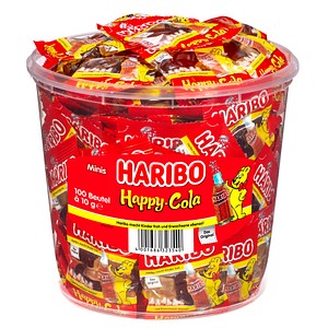4001686323540 - Happy-Cola Minis - 100 Stück im Eimer 1kg - Inhalt 2 Flaschen 4001686323540 - Happy-Cola Minis - 100 Stück im Eimer 1kg - Inhalt 2 Flaschen