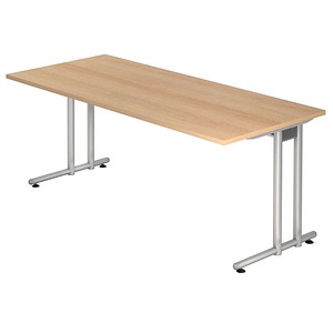 4032062163962 - HAMMERBACHER NS19 Schreibtisch eiche rechteckig C-Fuß-Gestell silber 1800 x 800 cm