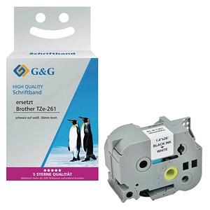 6934974116082 - Schriftband kompatibel zu Brother Beschriftungsband TZe-261 selbstklebend weiß schwarz Kunststoff L 8 m x B 36 mm