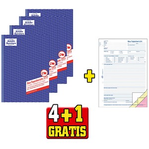 4 + 1 GRATIS: 4 AVERY Zweckform Bautagebuch Formularbücher 1777 + GRATIS 1 St.