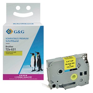 6934974116075 - Schriftband kompatibel zu Brother Beschriftungsband TZe-631 selbstklebend gelb schwarz Kunststoff laminiert L 8 m x B 12 mm